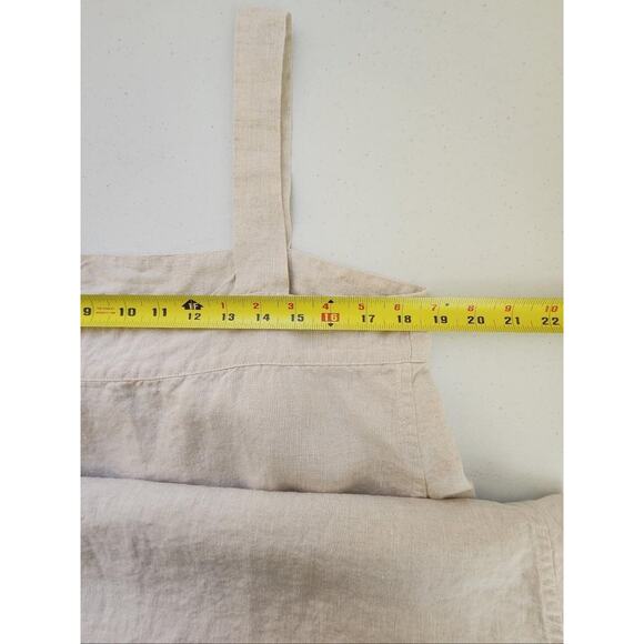 Domecil Dress Womens M/L Beige Sleeveless Square Neck Pinafore Pockets Natural - Picture 6 of 8